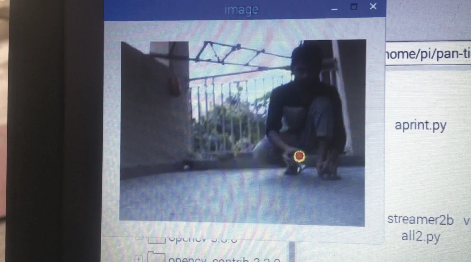 View of the target object as seen by the camera on the bot